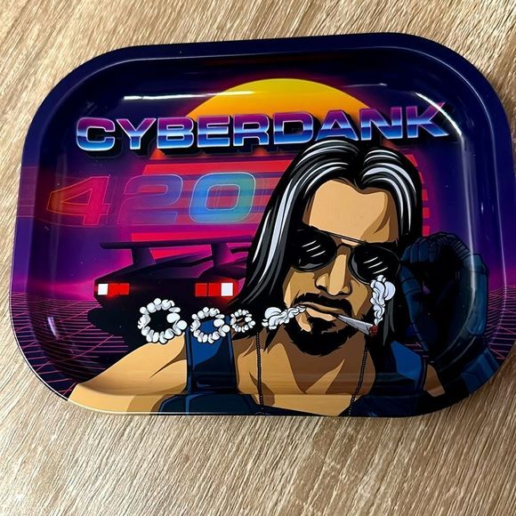 Cyberpunk 2077 Metal Tray for Storage, Organization, Rolling, Herbs - Picture 2 of 4